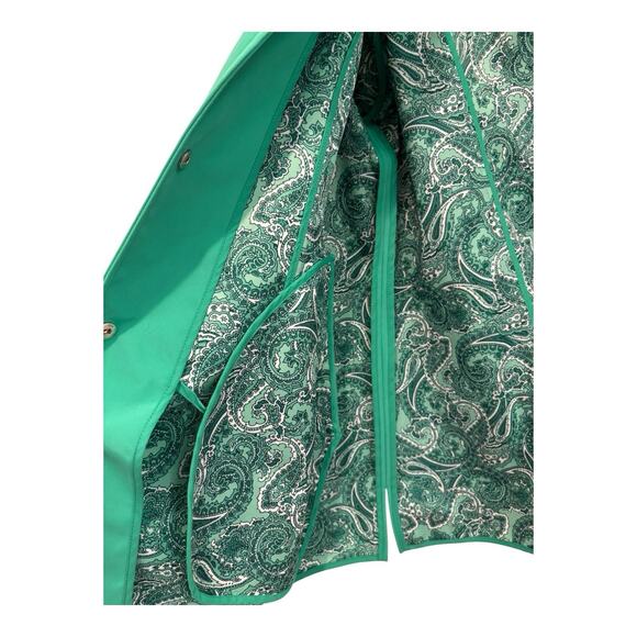 Dennis By Dennis Basso Coat Womens Large Green Hood Paisley Lined Pockets Jacket - Picture 13 of 15
